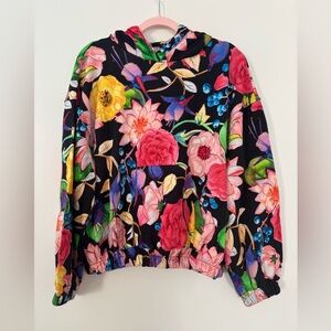 Desigual Floral Hoodie XL 100% Cotton Elastic Cuff/Hem